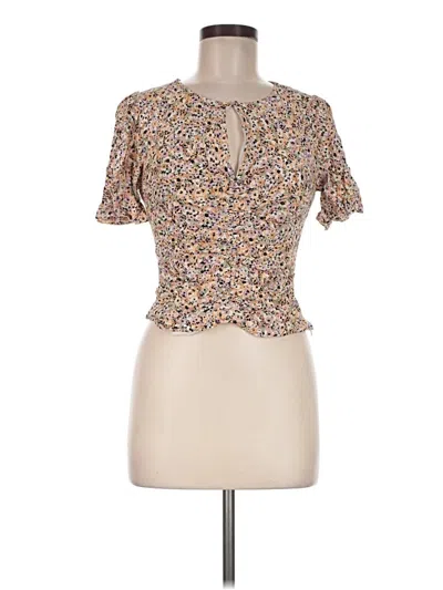 Pre-owned Astr Short Sleeve Blouse In Tan