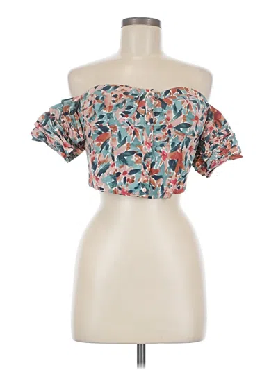 Pre-owned Astr Short Sleeve Blouse In Teal