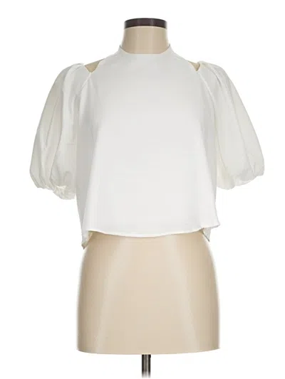 Pre-owned Astr Short Sleeve Blouse In White
