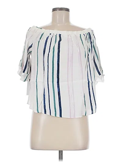 Pre-owned Astr Short Sleeve Blouse In White