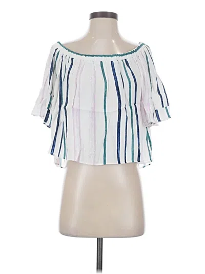 Pre-owned Astr Short Sleeve Blouse In White