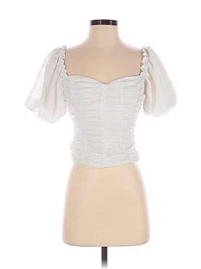 Pre-owned Astr Short Sleeve Blouse In White