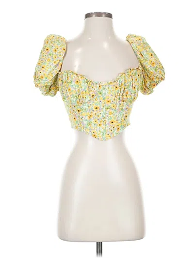 Pre-owned Astr Short Sleeve Blouse In Yellow