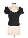 Astr Short Sleeve Top Black Sweetheart Neckline Tops In Black