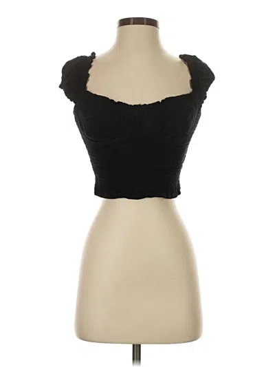 Pre-owned Astr Short Sleeve Top Black Sweetheart Neckline Tops