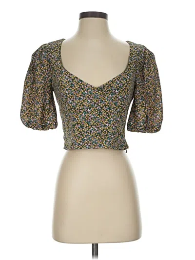 Pre-owned Astr Short Sleeve Top Gold Sweetheart Neckline Tops