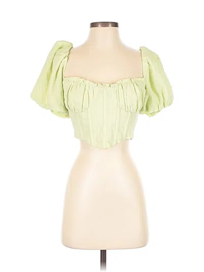 Pre-owned Astr Short Sleeve Top Green Sweetheart Neckline Tops