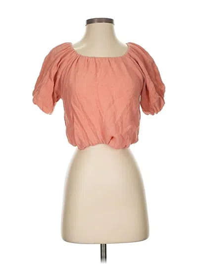 Pre-owned Astr Short Sleeve Top Orange Sweetheart Neckline Tops