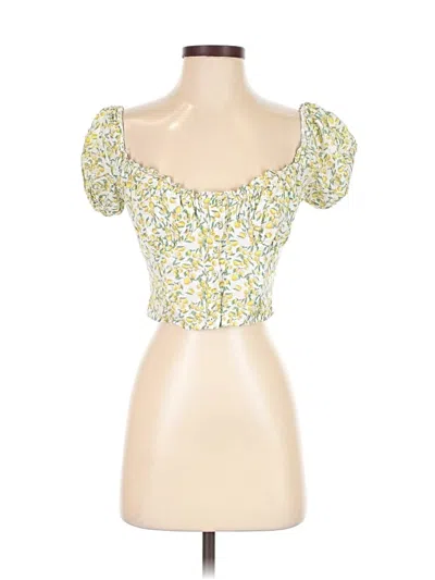 Pre-owned Astr Short Sleeve Top Yellow Sweetheart Neckline Tops