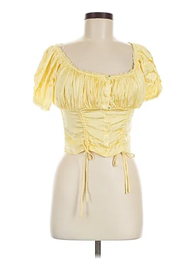 Pre-owned Astr Short Sleeve Top Yellow Sweetheart Neckline Tops