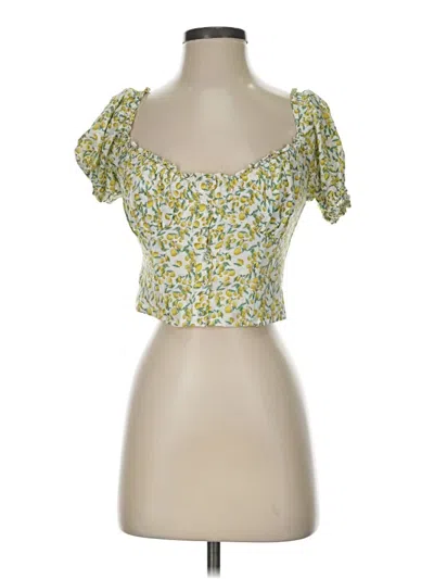 Pre-owned Astr Short Sleeve Top Yellow Sweetheart Neckline Tops