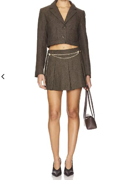 Astr Siarah Cropped Jacket In Mocha Plaid In Brown