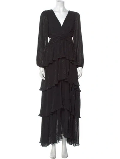 Pre-owned Astr Silk Long Dress In Black