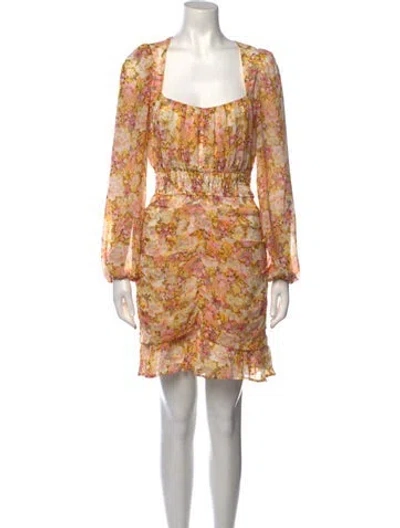 Pre-owned Astr Silk Mini Dress In Yellow