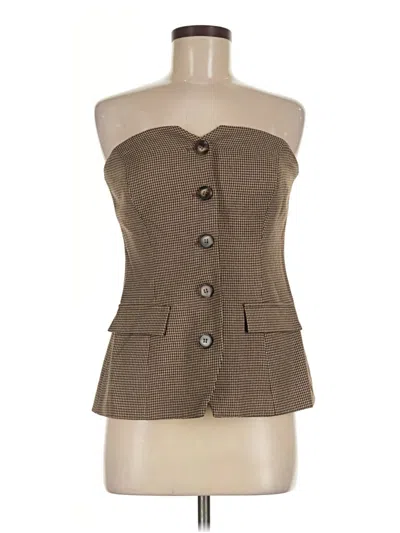 Astr Sleeveless Top Brown Strapless Neckline Tops
