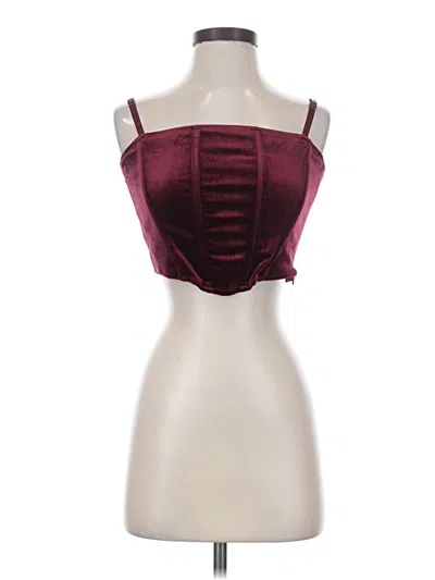 Pre-owned Astr Sleeveless Top Burgundy Strapless Neckline Tops