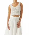 Astr The Label Kissel Eyelet Embroidered Shirred Crop Tank In White