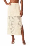Astr Sol Textured Floral Knit Midi Skirt In Cream In Neutral