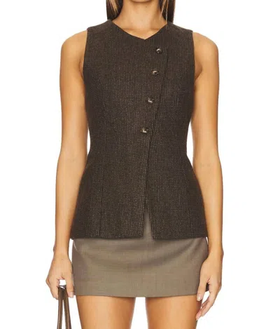 Astr Sonja Vest In Brown Plaid
