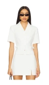 Astr The Label Sophie Short Sleeve Blazer In White