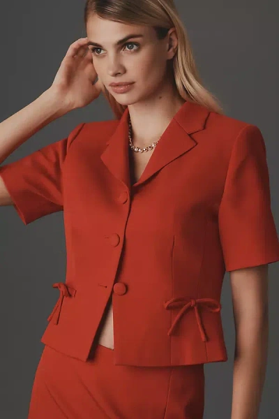 Astr Sophie Short-sleeve Blazer Jacket In Red