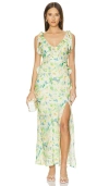 Astr The Label Sorbae Floral Print Sleeveless Dress In Yellow Green Floral