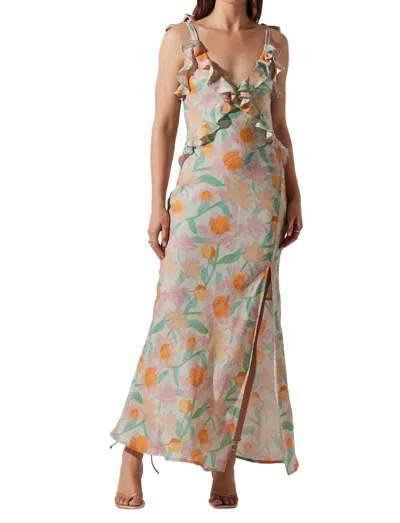 Astr Sorbae Floral Maxi Dress In Mint Pink Floral In Multi