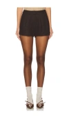 Astr The Label Sorine Slim Fit Wool Blend Shorts In Chocolate