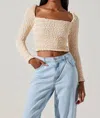 Astr Sorrel Long Sleeve Crop Top In White