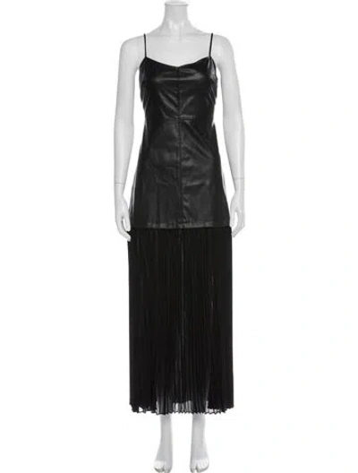 Pre-owned Astr Square Neckline Long Dress In Black