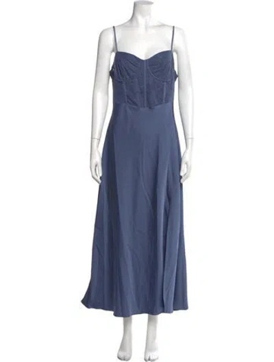 Pre-owned Astr Square Neckline Long Dress In Blue