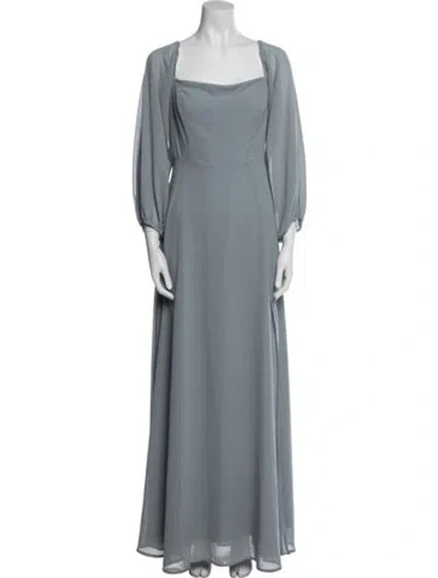 Pre-owned Astr Square Neckline Long Dress In Blue