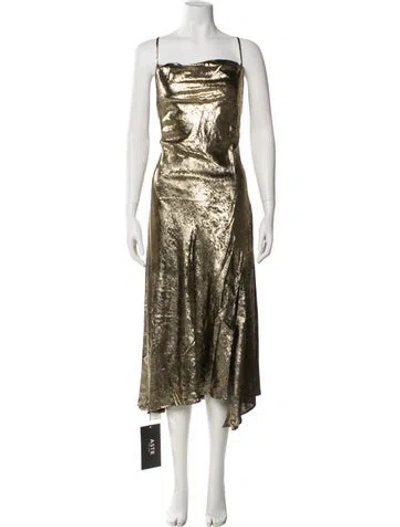 Pre-owned Astr Square Neckline Long Dress In Gold