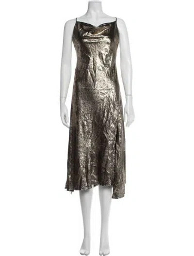 Pre-owned Astr Square Neckline Long Dress In Gold