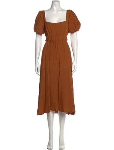 Pre-owned Astr Square Neckline Long Dress In Orange