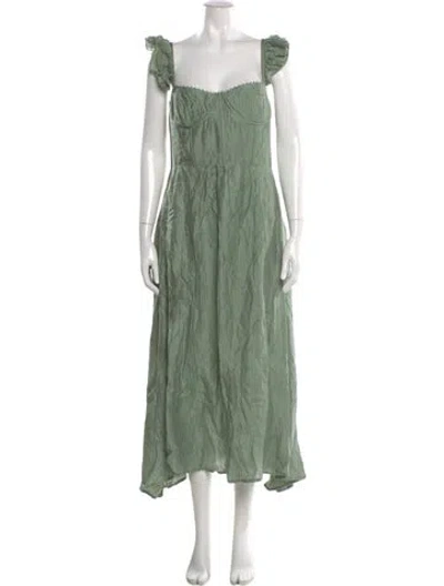Pre-owned Astr Square Neckline Long Dress W/ Tags In Green
