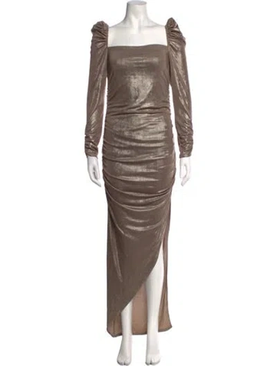 Pre-owned Astr Square Neckline Long Dress W/ Tags In Metallic/neutrals