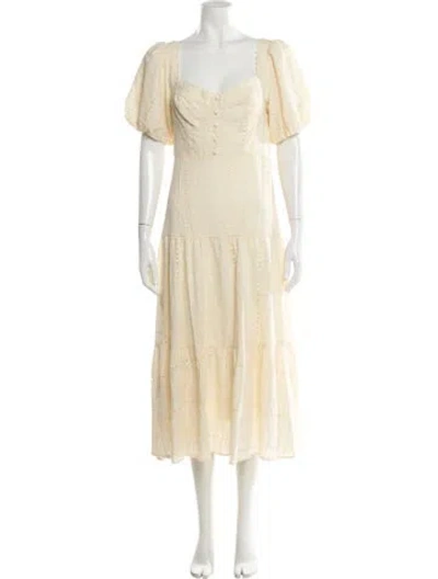 Pre-owned Astr Square Neckline Long Dress In Yellow