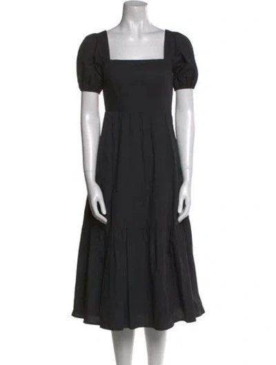Pre-owned Astr Square Neckline Midi Length Dress In Black