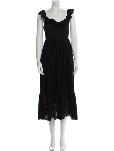 Pre-owned Astr Square Neckline Midi Length Dress In Black