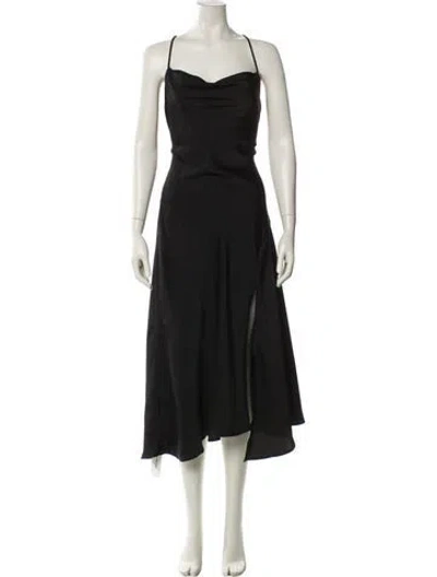 Pre-owned Astr Square Neckline Midi Length Dress In Black