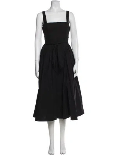 Pre-owned Astr Square Neckline Midi Length Dress In Black