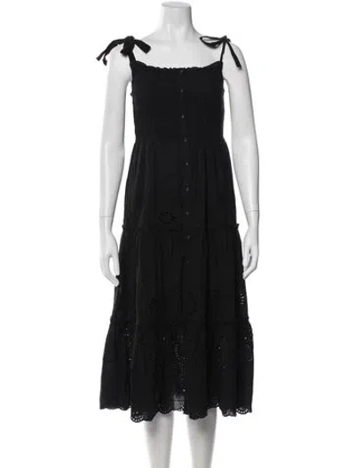 Pre-owned Astr Square Neckline Midi Length Dress In Black