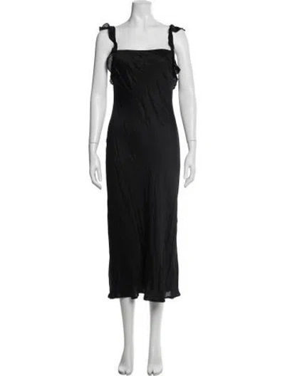 Pre-owned Astr Square Neckline Midi Length Dress In Black