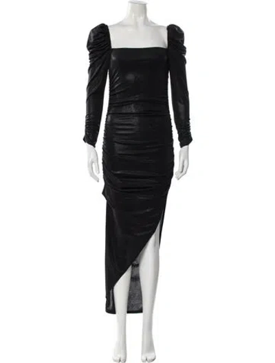 Pre-owned Astr Square Neckline Midi Length Dress In Black