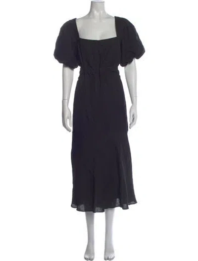 Pre-owned Astr Square Neckline Midi Length Dress In Black