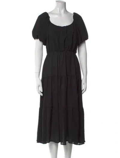 Pre-owned Astr Square Neckline Midi Length Dress In Black