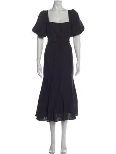 Pre-owned Astr Square Neckline Midi Length Dress In Black