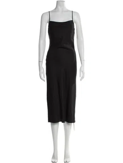 Pre-owned Astr Square Neckline Midi Length Dress In Black