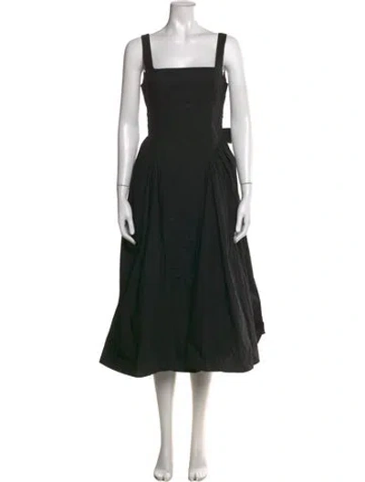 Pre-owned Astr Square Neckline Midi Length Dress In Black